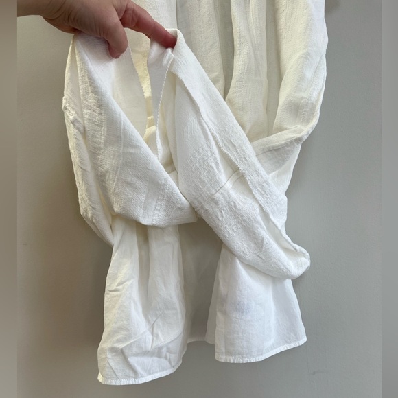 Faherty Annabelle Dress Short Sleeved Cotton Dress Texture Neckline in White, XL - Picture 7 of 12